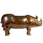 Brass Rhino With Drawers