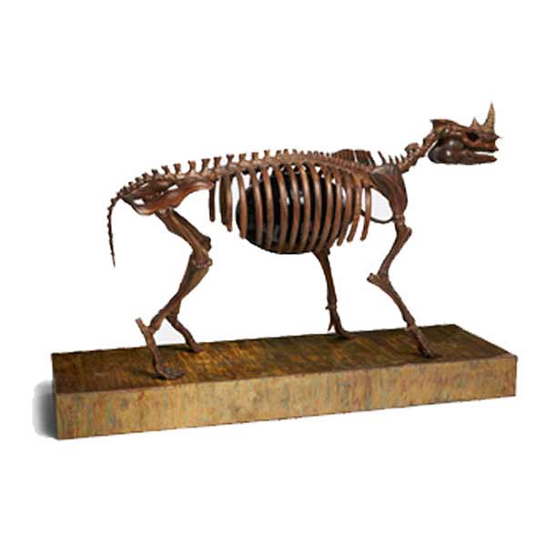 Ebony Rhinocerous Skelaton Sculpture